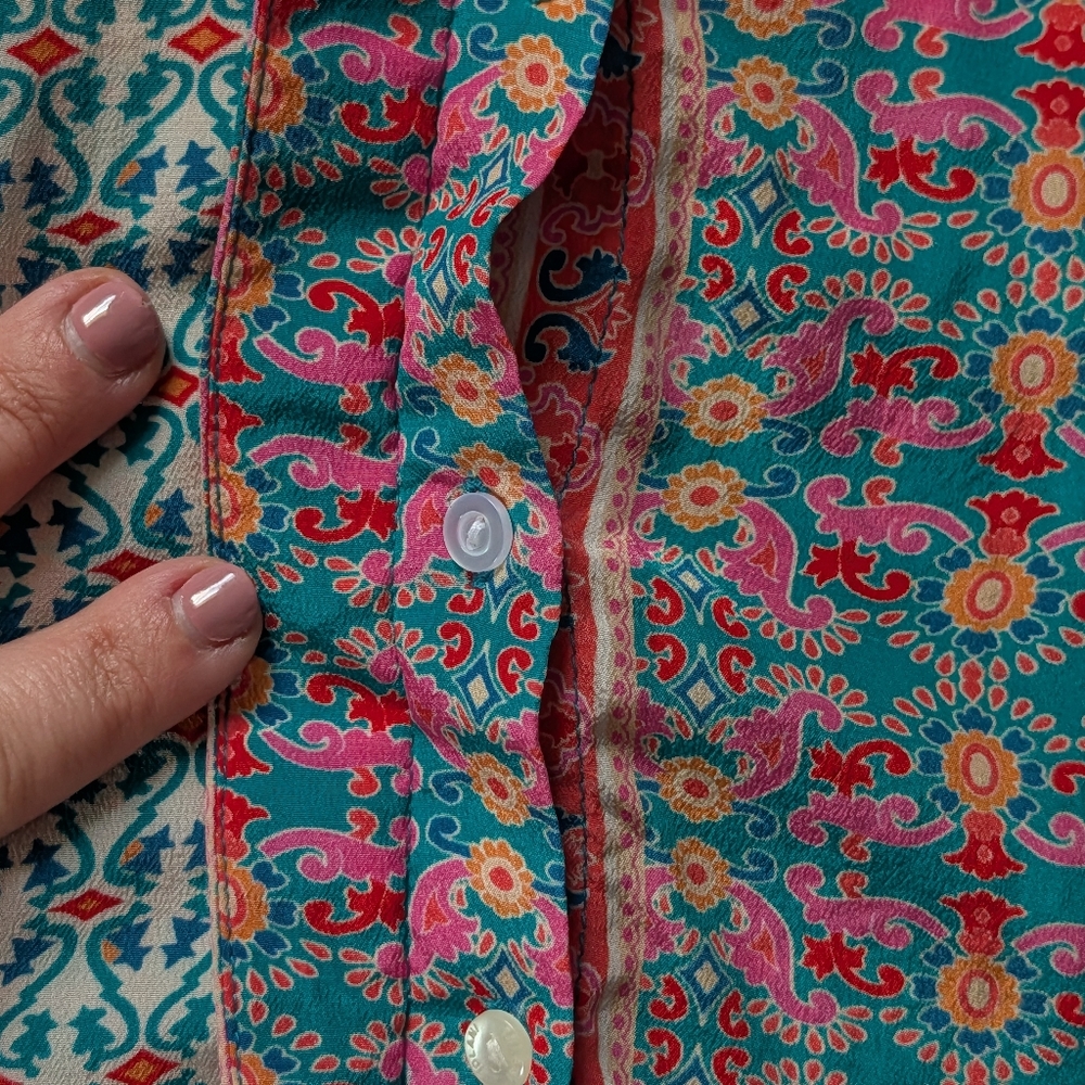 Tolani Silk Patchwork Button Down Midi Dress *Mis… - image 5